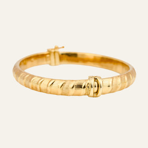 Multi-Texture Gold Bangle Bracelet