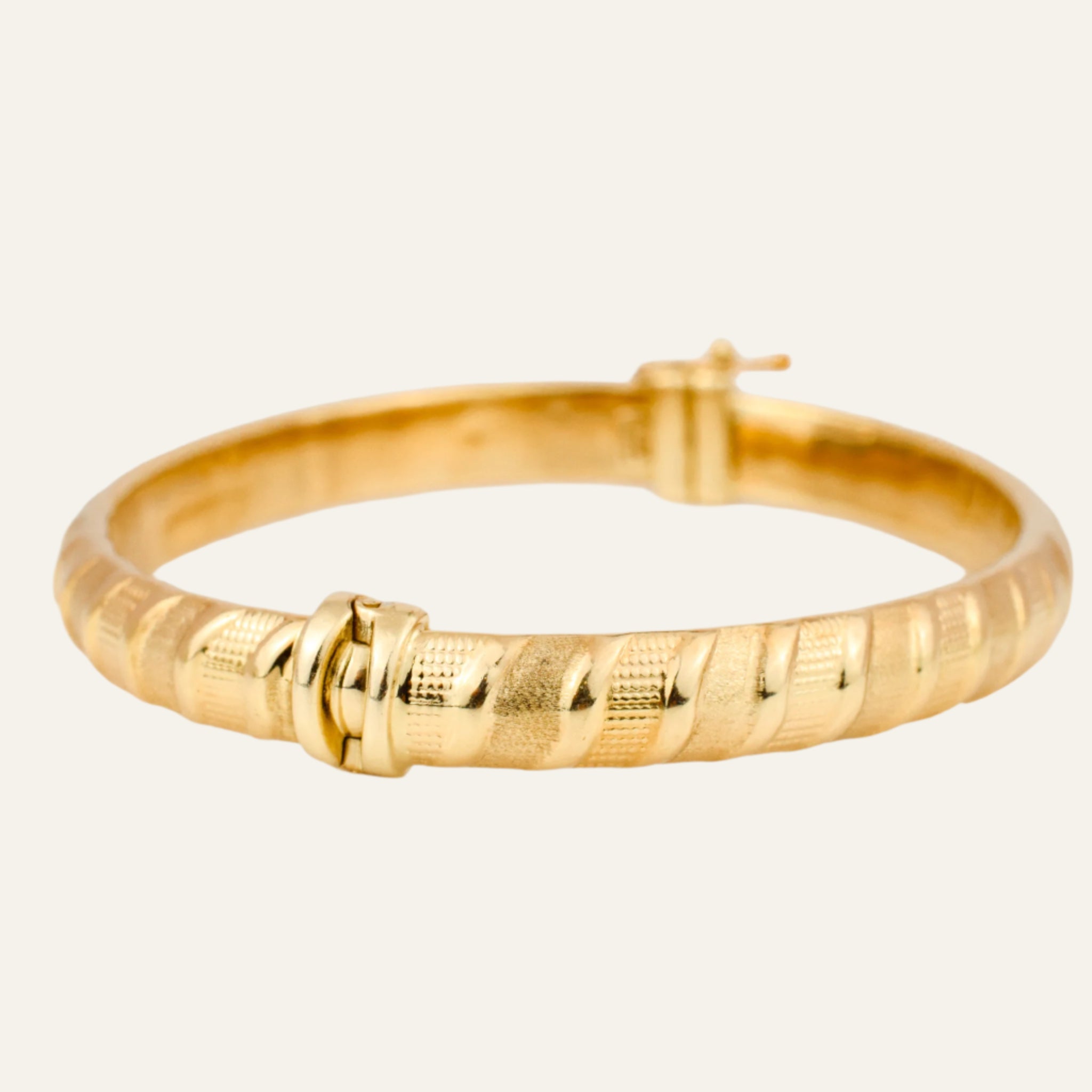 Multi-Texture Gold Bangle Bracelet