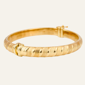 Multi-Texture Gold Bangle Bracelet