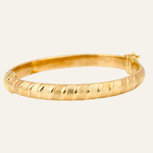 Multi-Texture Gold Bangle Bracelet