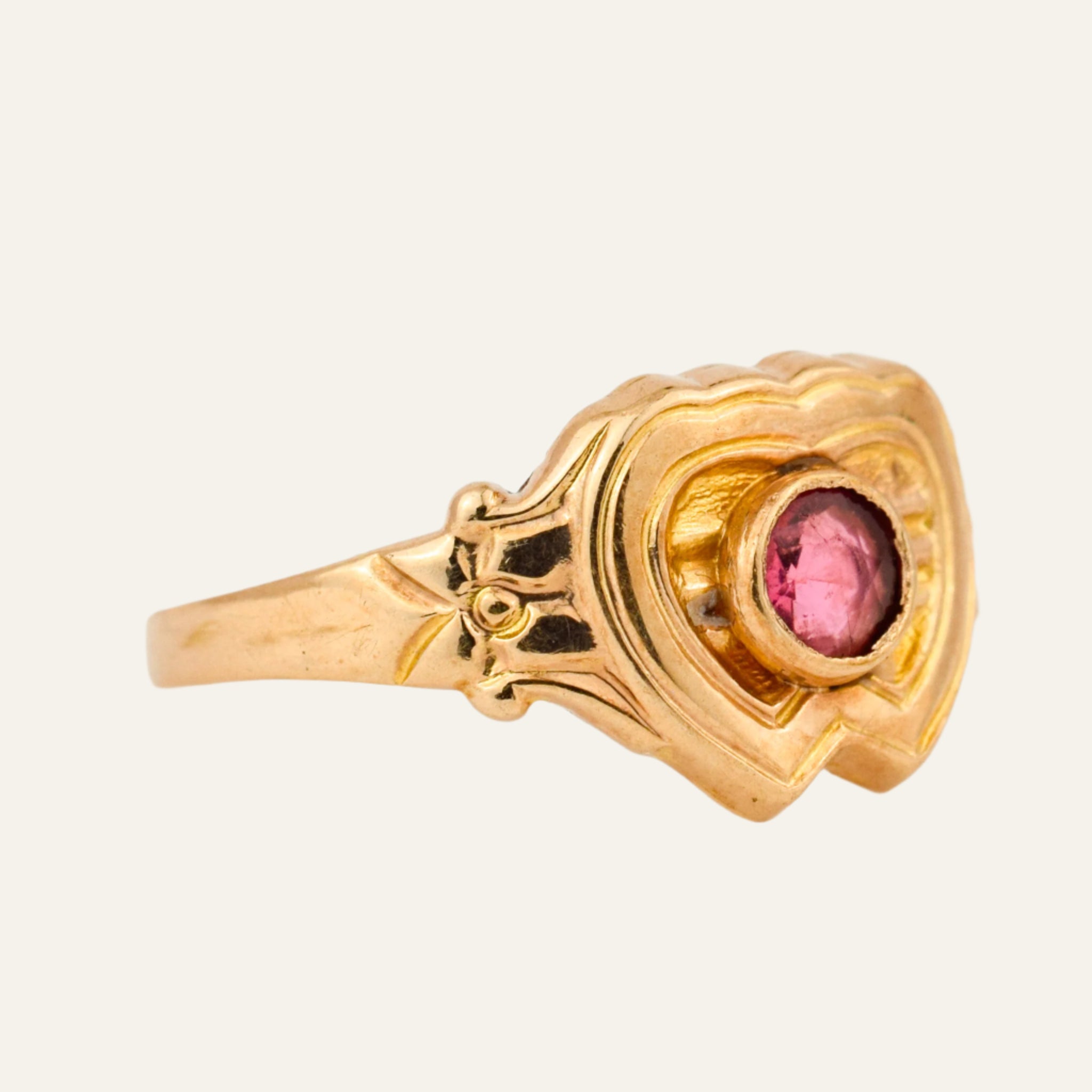 Pink Tourmaline Shield Signet