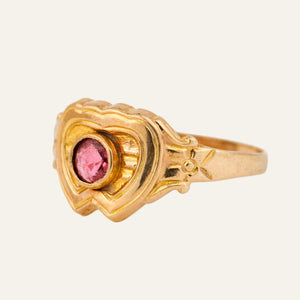 Pink Tourmaline Shield Signet