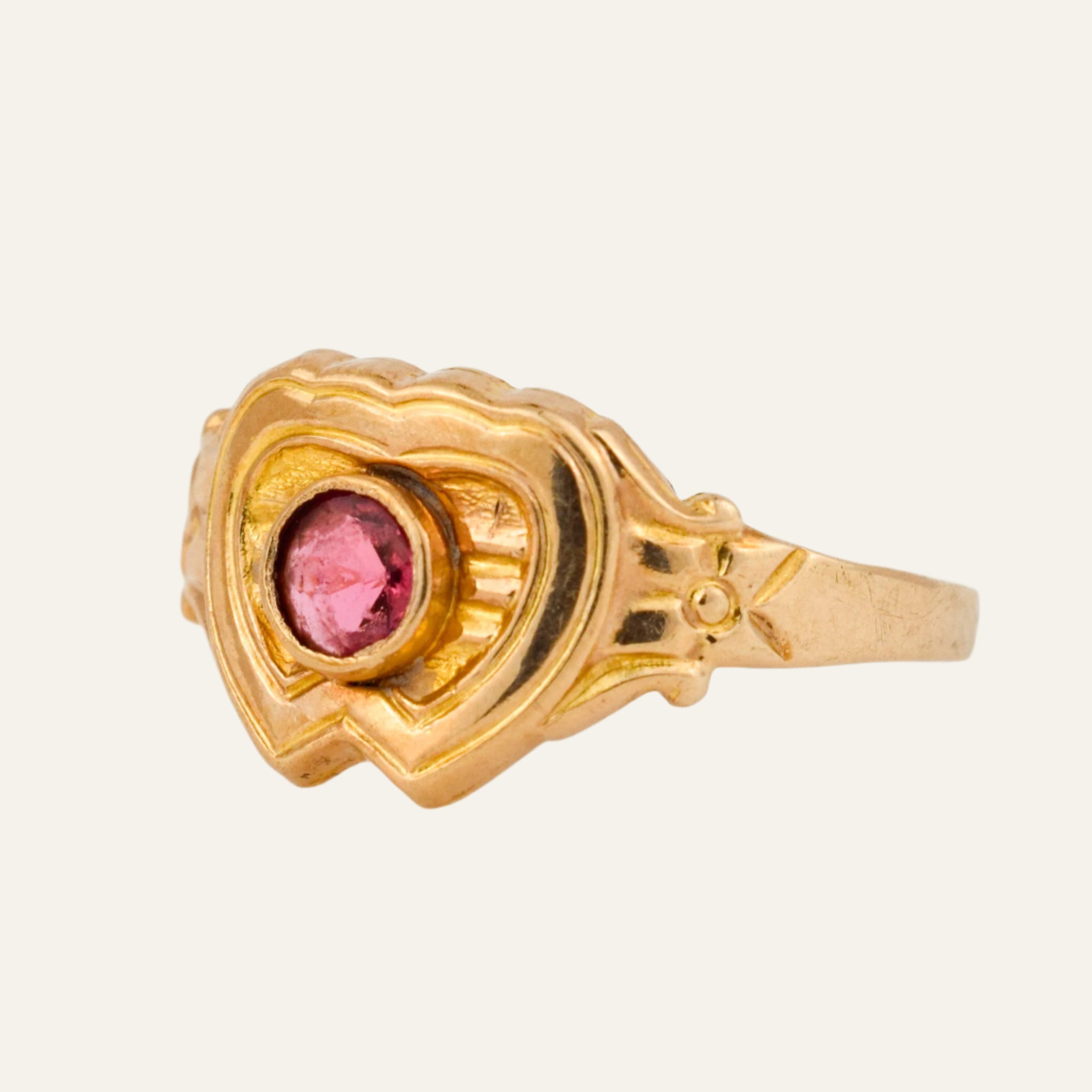 Pink Tourmaline Shield Signet