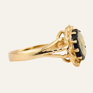 Black Onyx and Shell Cameo Ring