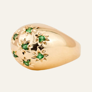 Domed Emerald Starburst Ring