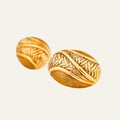 Oval Retro Buttery Gold Stud Earrings