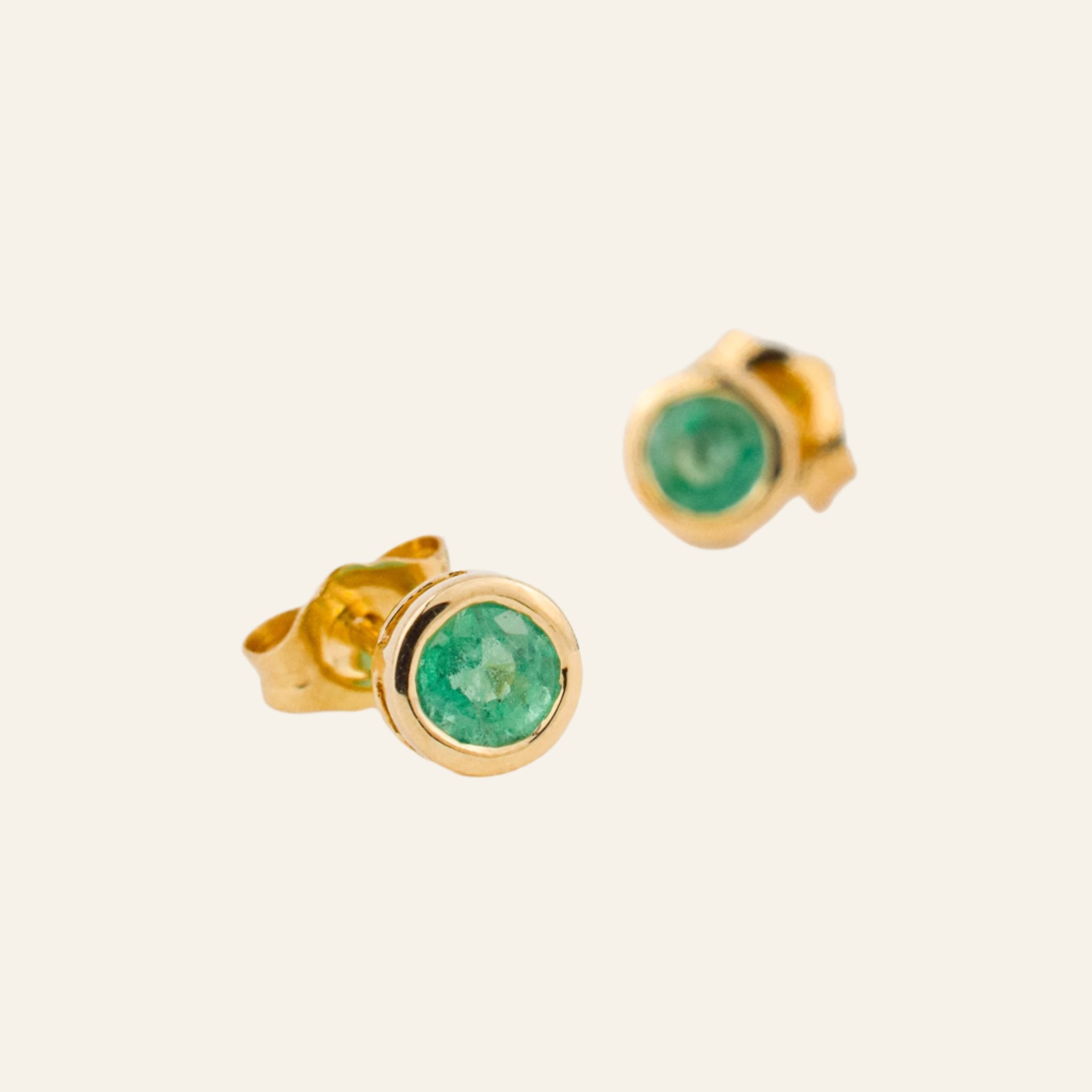 vintage Bezel Set Emerald Earrings
