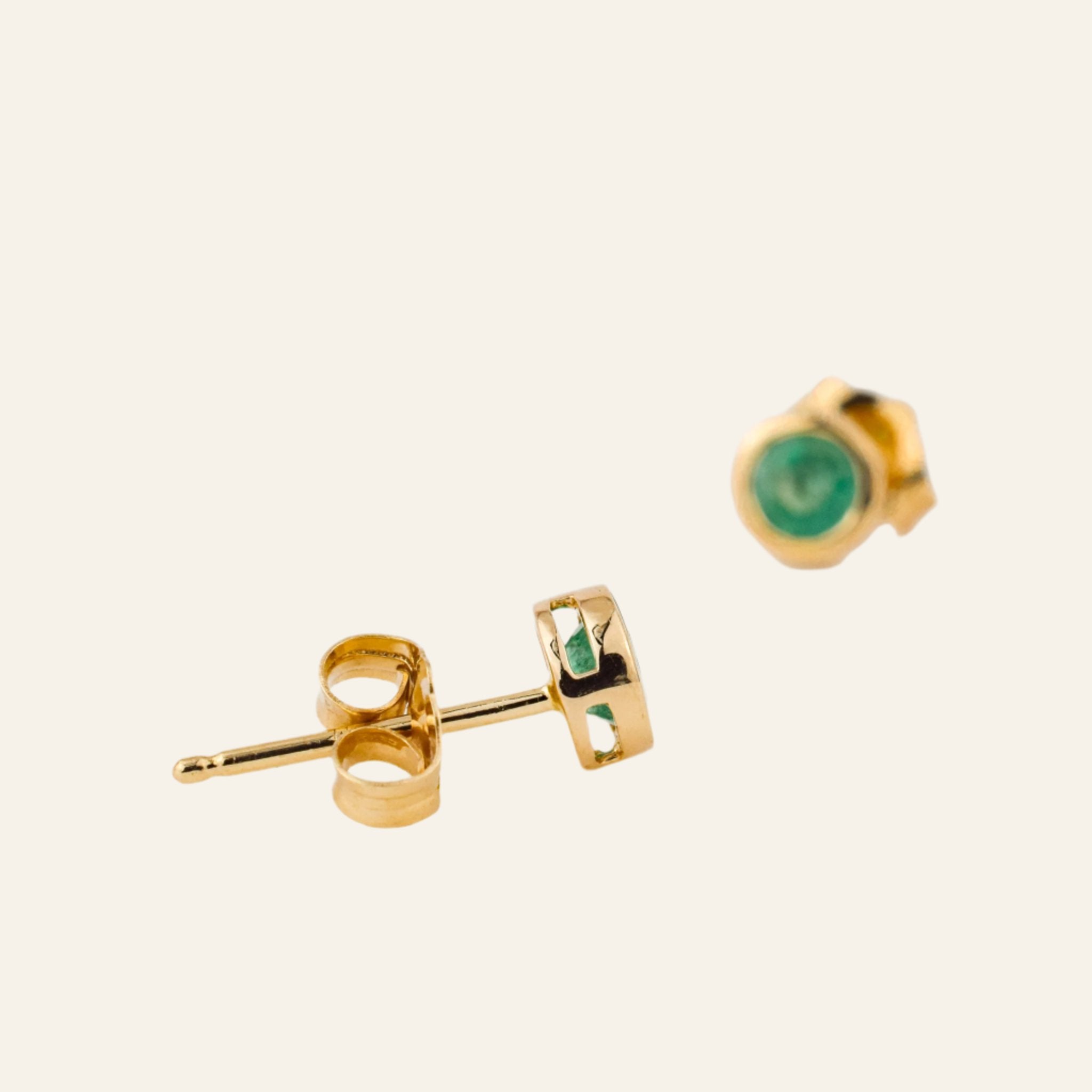 vintage Bezel Set Emerald Earrings