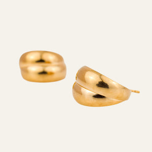 Double Drop Gold Hoop Style Stud Earrings