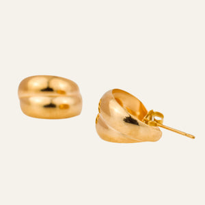 Double Drop Gold Hoop Style Stud Earrings