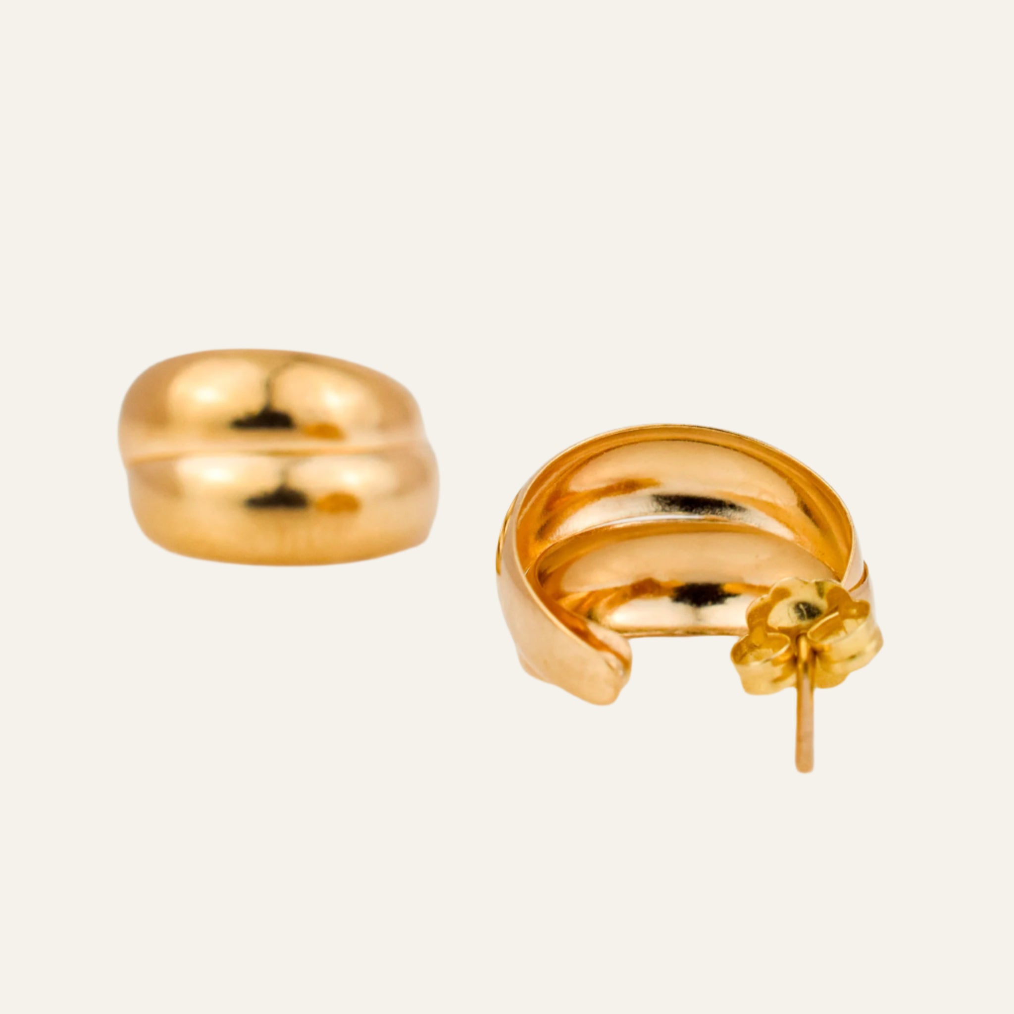 Double Drop Gold Hoop Style Stud Earrings