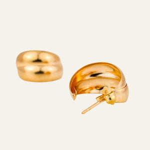 Double Drop Gold Hoop Style Stud Earrings