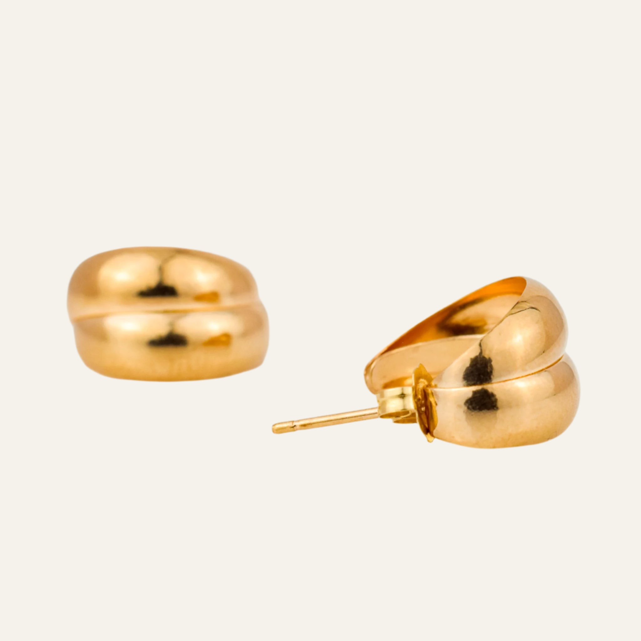 Double Drop Gold Hoop Style Stud Earrings