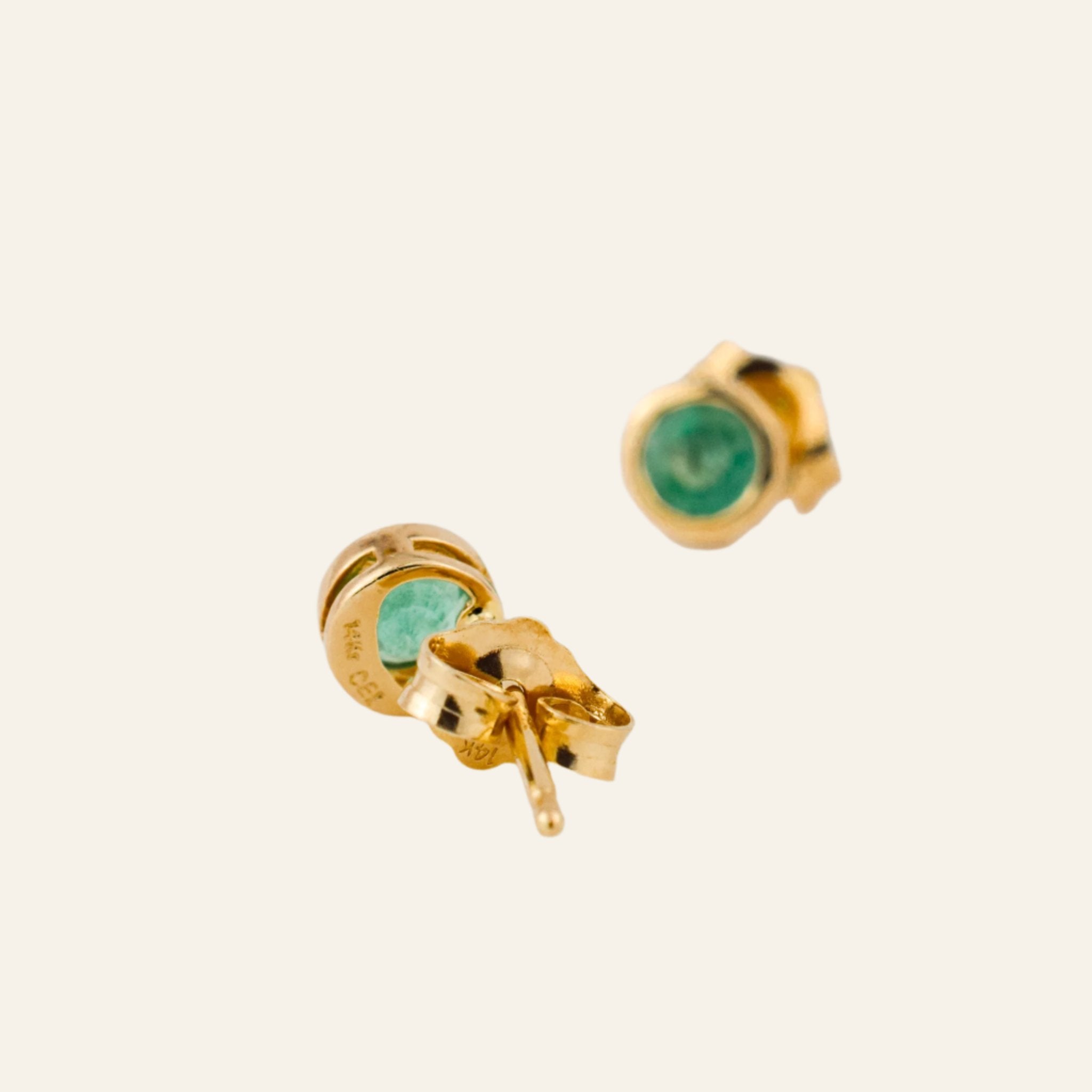 vintage Bezel Set Emerald Earrings