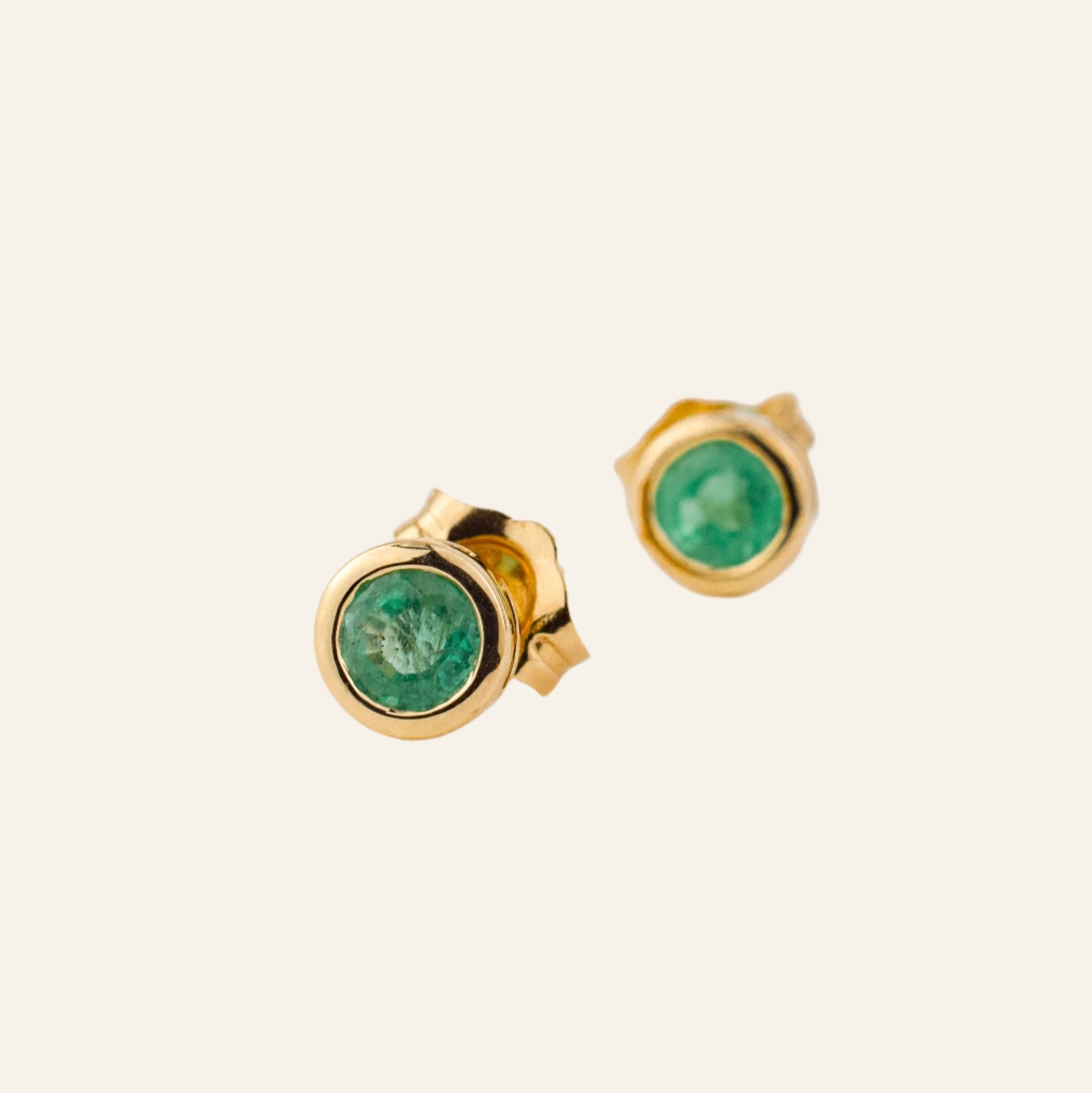 vintage Bezel Set Emerald Earrings