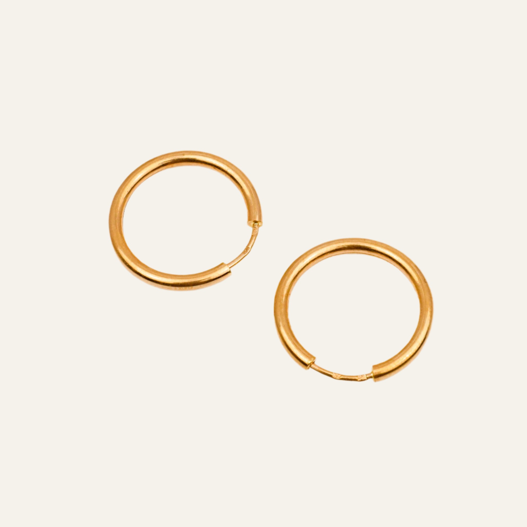 20 mm Tubular Gold Hoop Earrings