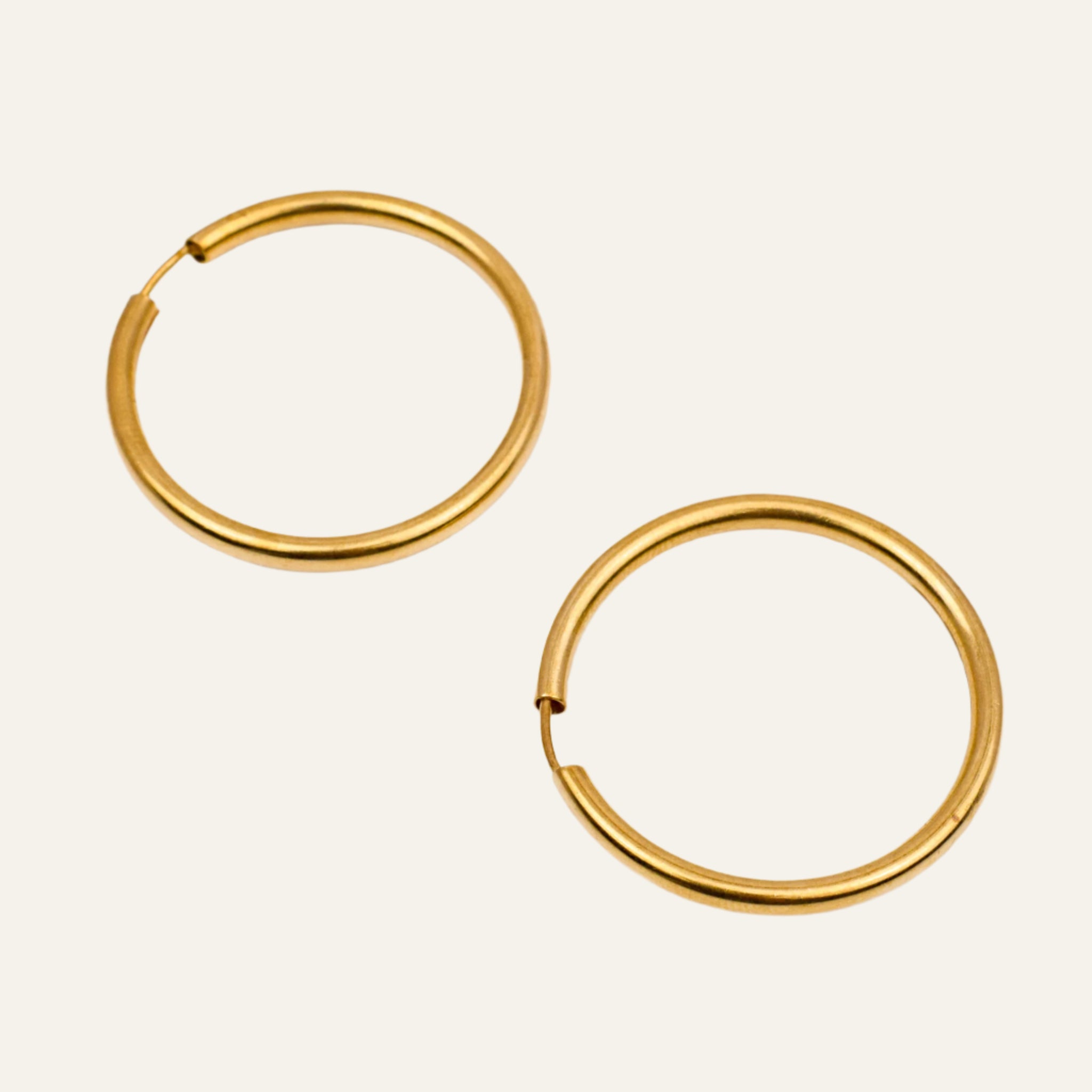 34.4 mm Tubular Gold Hoop Earrings