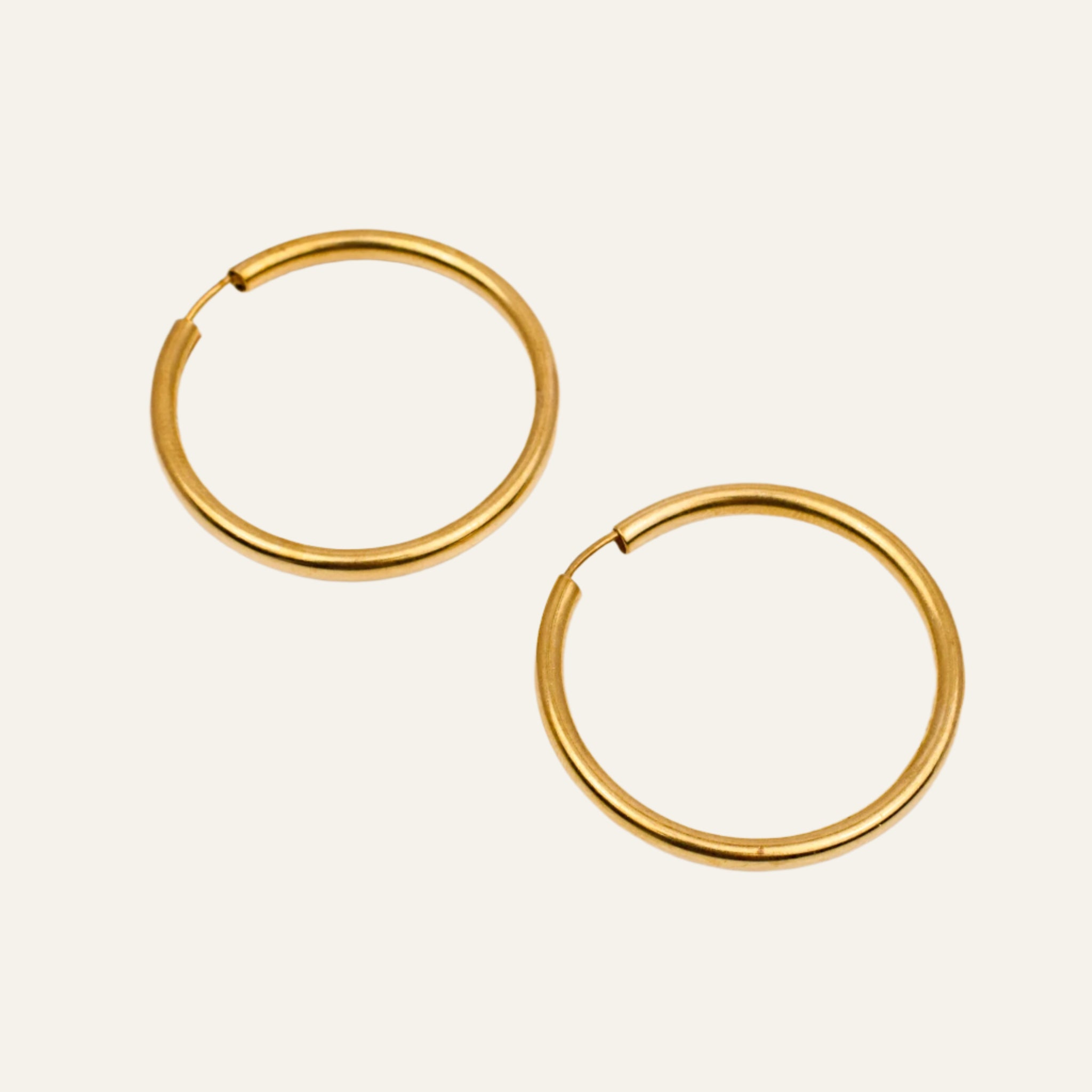 34.4 mm Tubular Gold Hoop Earrings