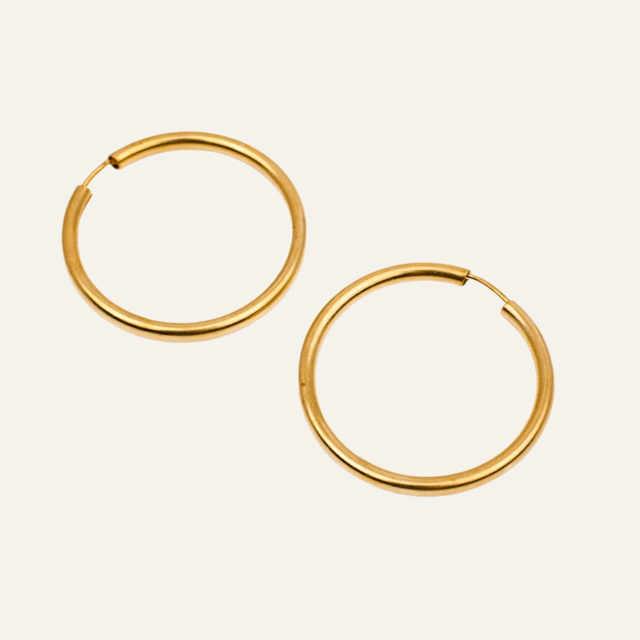 34.4 mm Tubular Gold Hoop Earrings