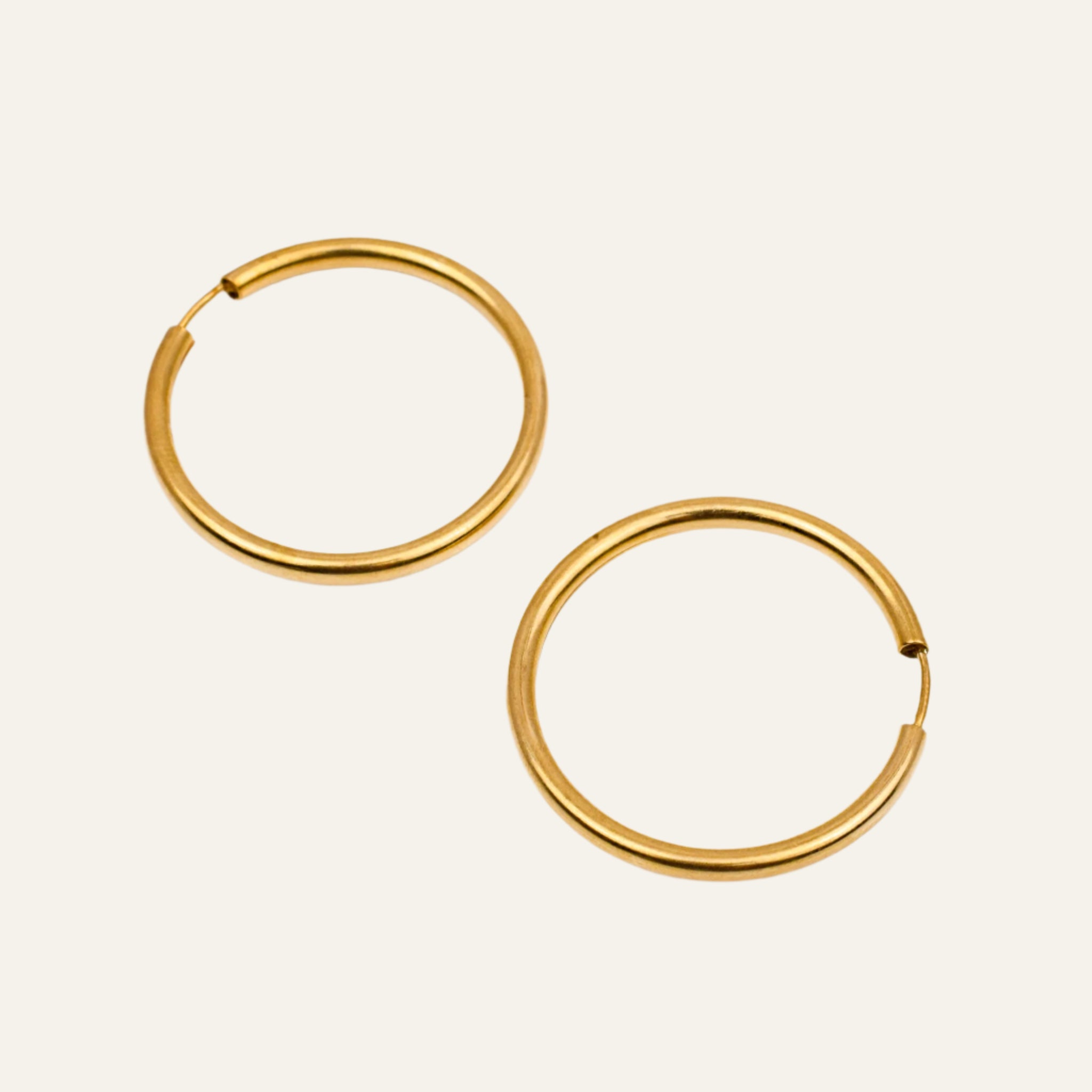 34.4 mm Tubular Gold Hoop Earrings