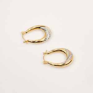 23.3 mm Elongated Two-Toned Gold Hoop Earrings