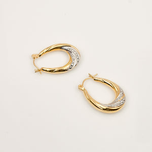 23.3 mm Elongated Two-Toned Gold Hoop Earrings