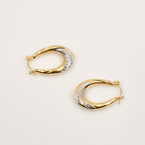 23.3 mm Elongated Two-Toned Gold Hoop Earrings