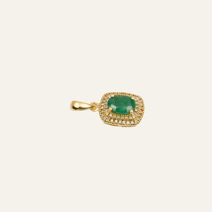 Emerald and Diamond Halo Pendant