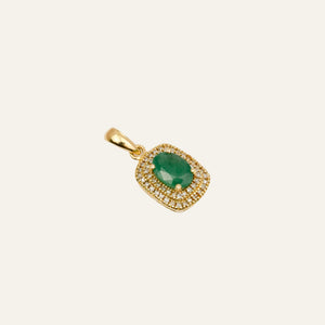 Emerald and Diamond Halo Pendant