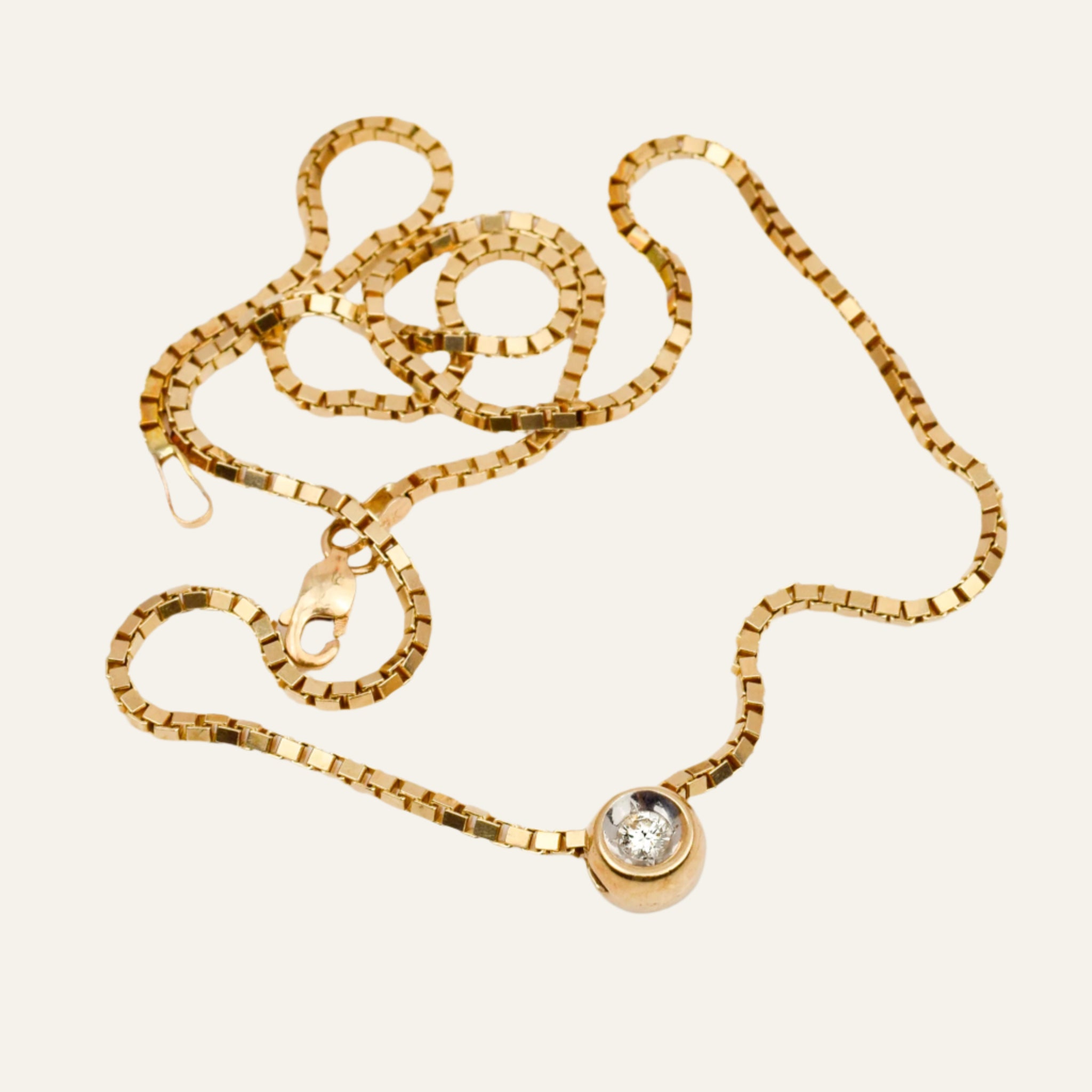 16" Diamond Box Link Chain Necklace