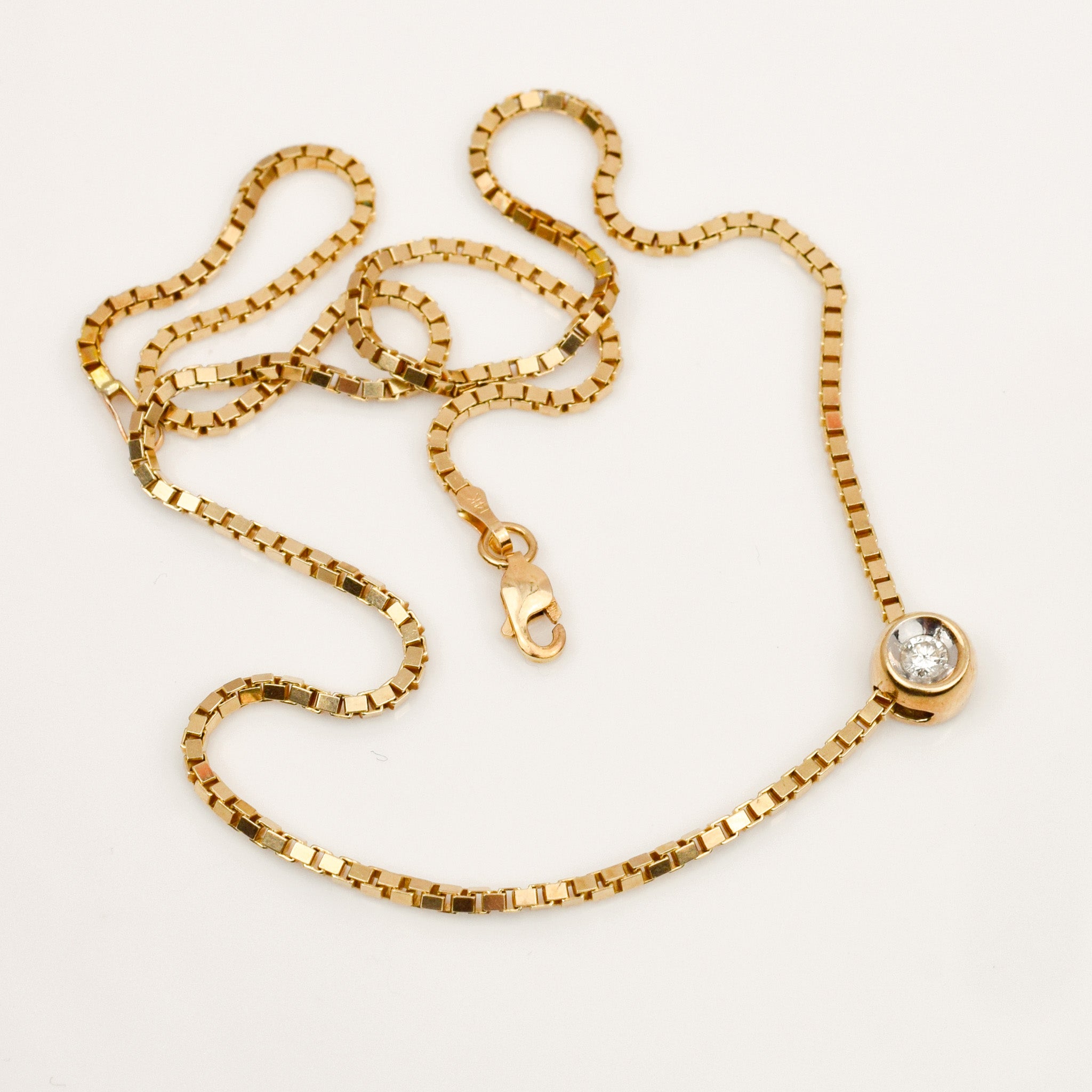 16" Diamond Box Link Chain Necklace