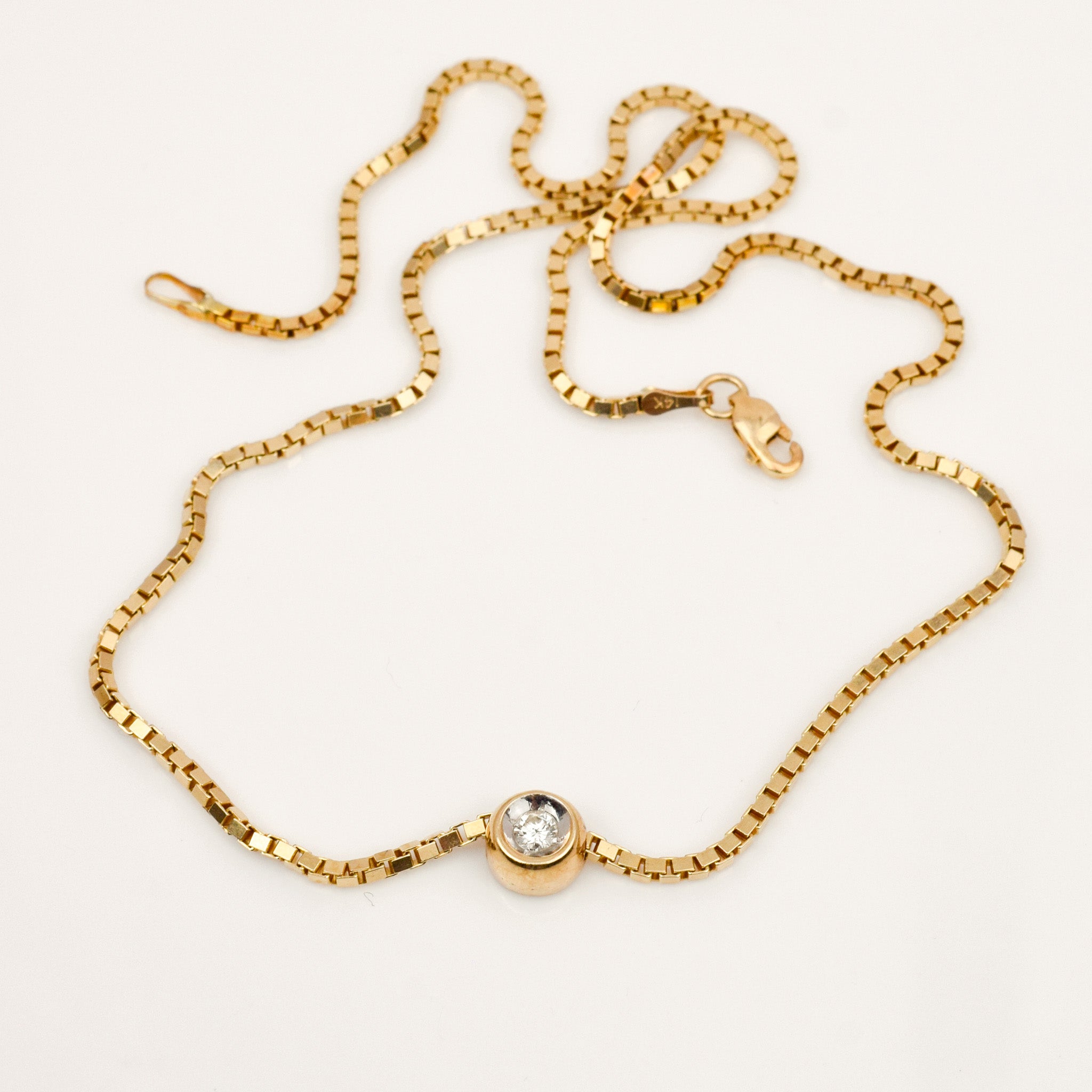 16" Diamond Box Link Chain Necklace