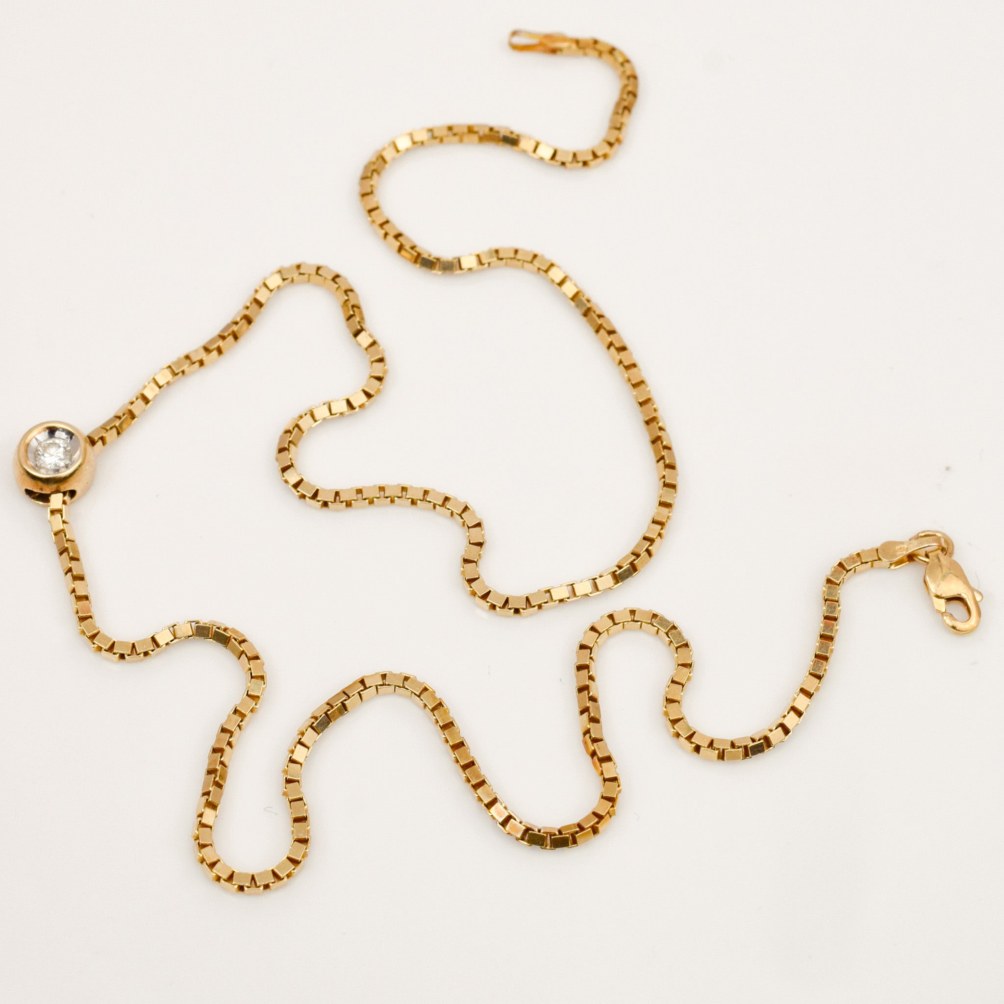 16" Diamond Box Link Chain Necklace