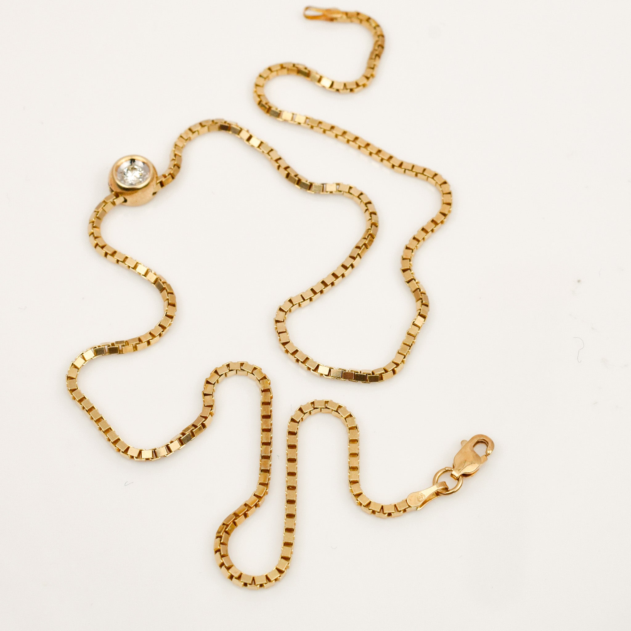 16" Diamond Box Link Chain Necklace