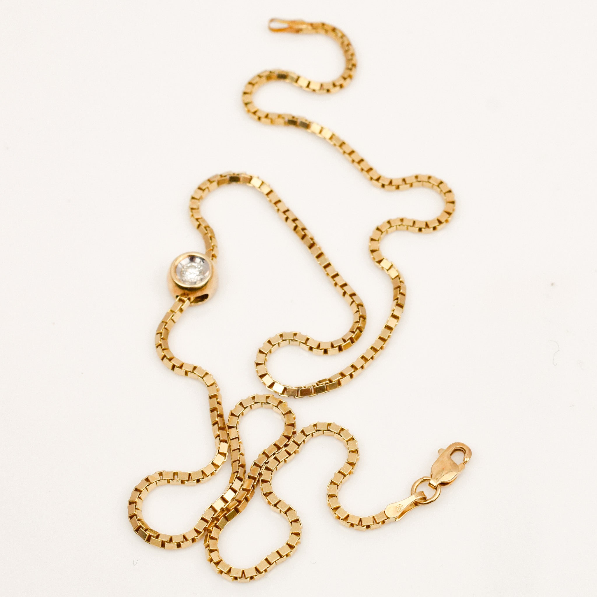 16" Diamond Box Link Chain Necklace