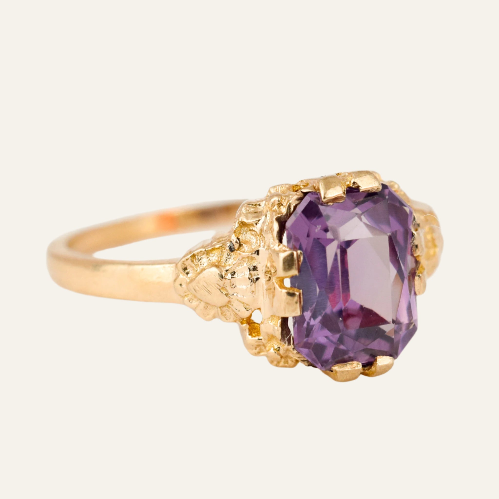 Synthetic Alexandrite Solitaire Ring
