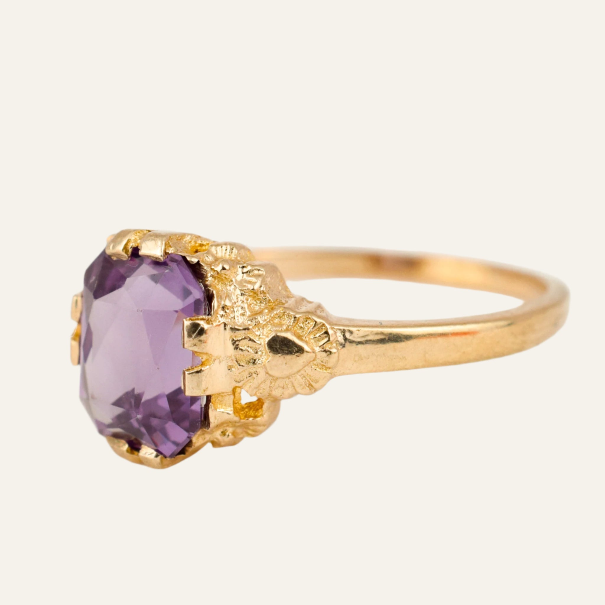 Synthetic Alexandrite Solitaire Ring