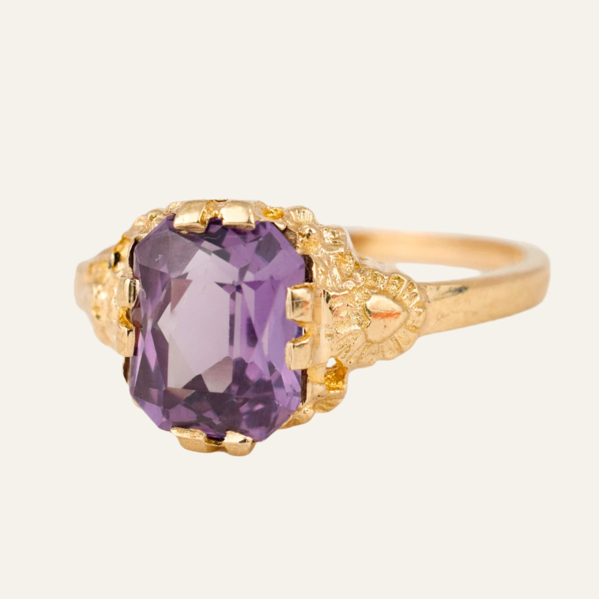 Synthetic Alexandrite Solitaire Ring