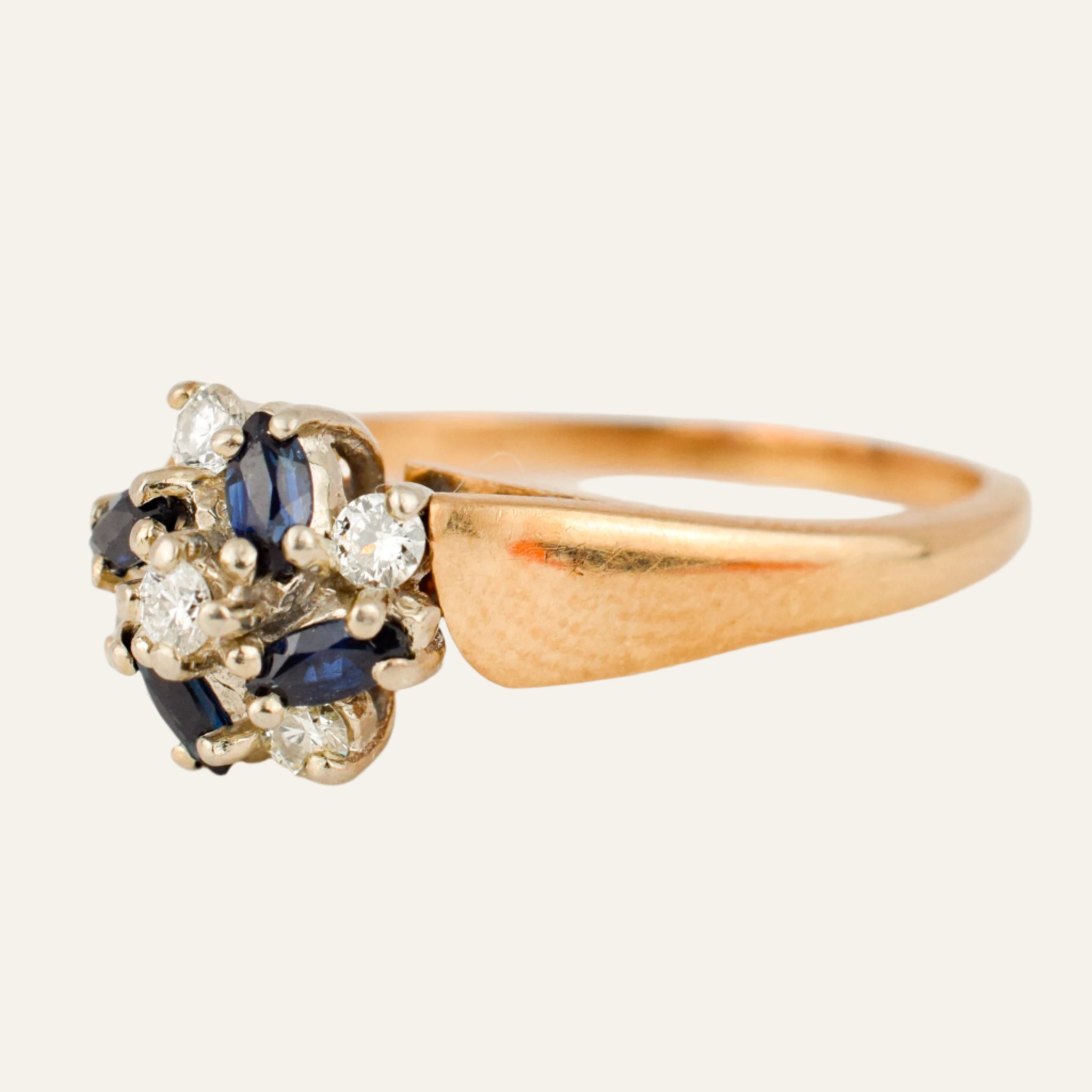 Sapphire and Diamond Cluster Ring