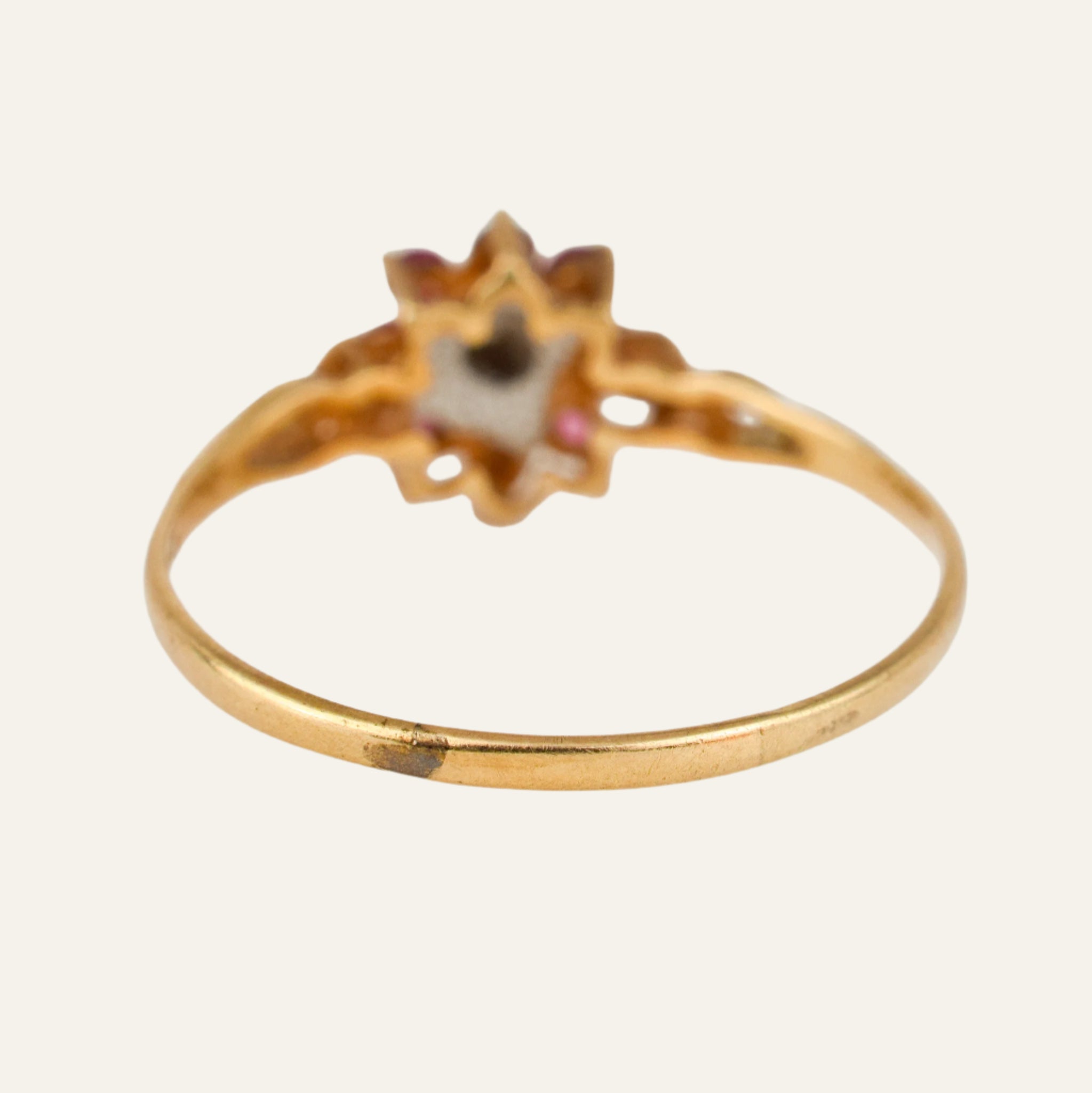 Ruby and Diamond Flower Ring