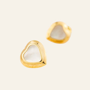 vintage Mother of Pearl Heart Studs