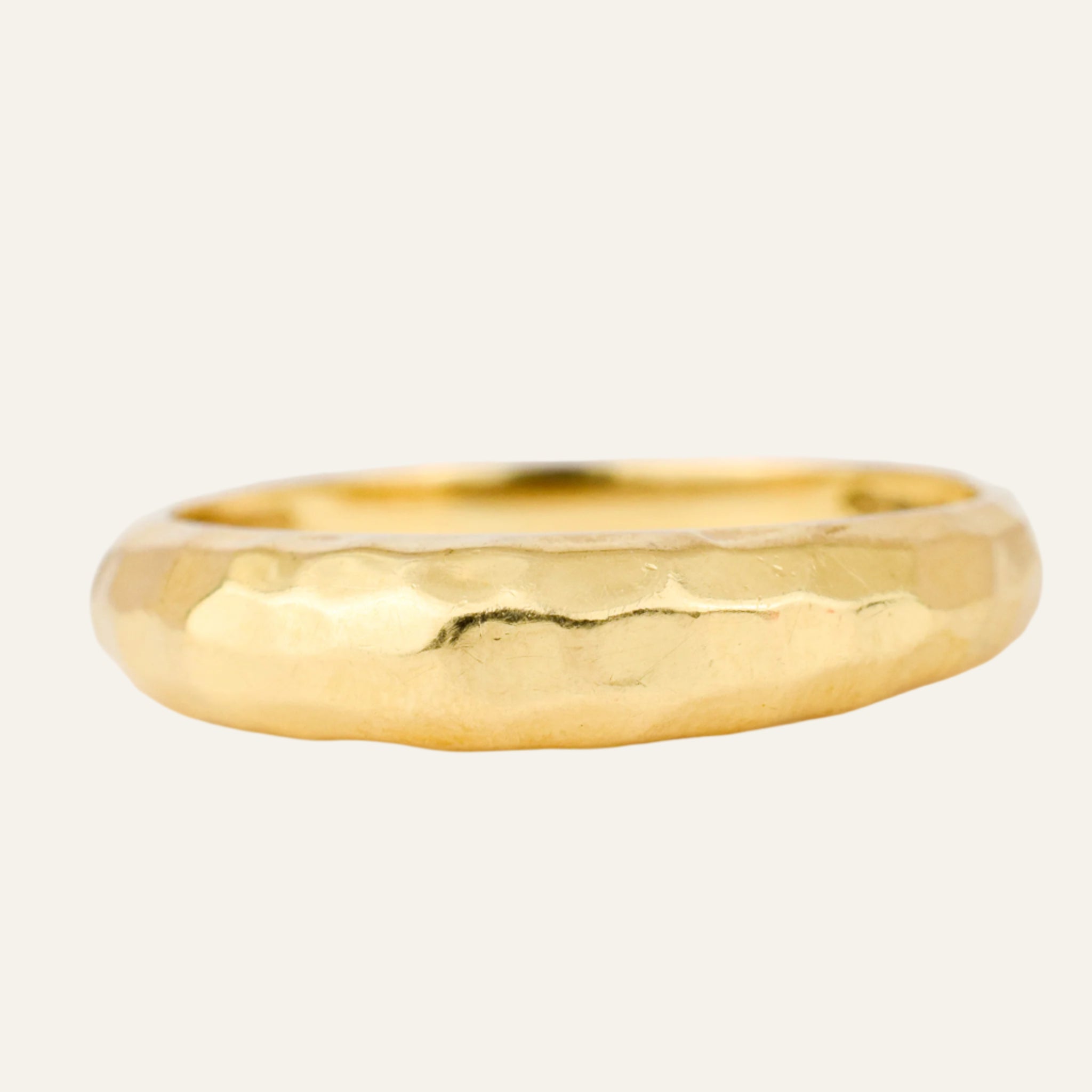 Hammered Domed Yellow Gold Band