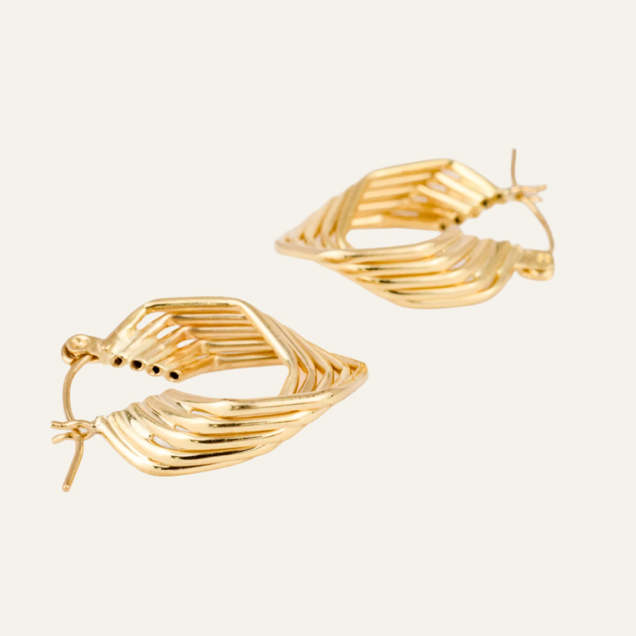 23.8 mm Multi Hexagonal Gold Hoop Earrings