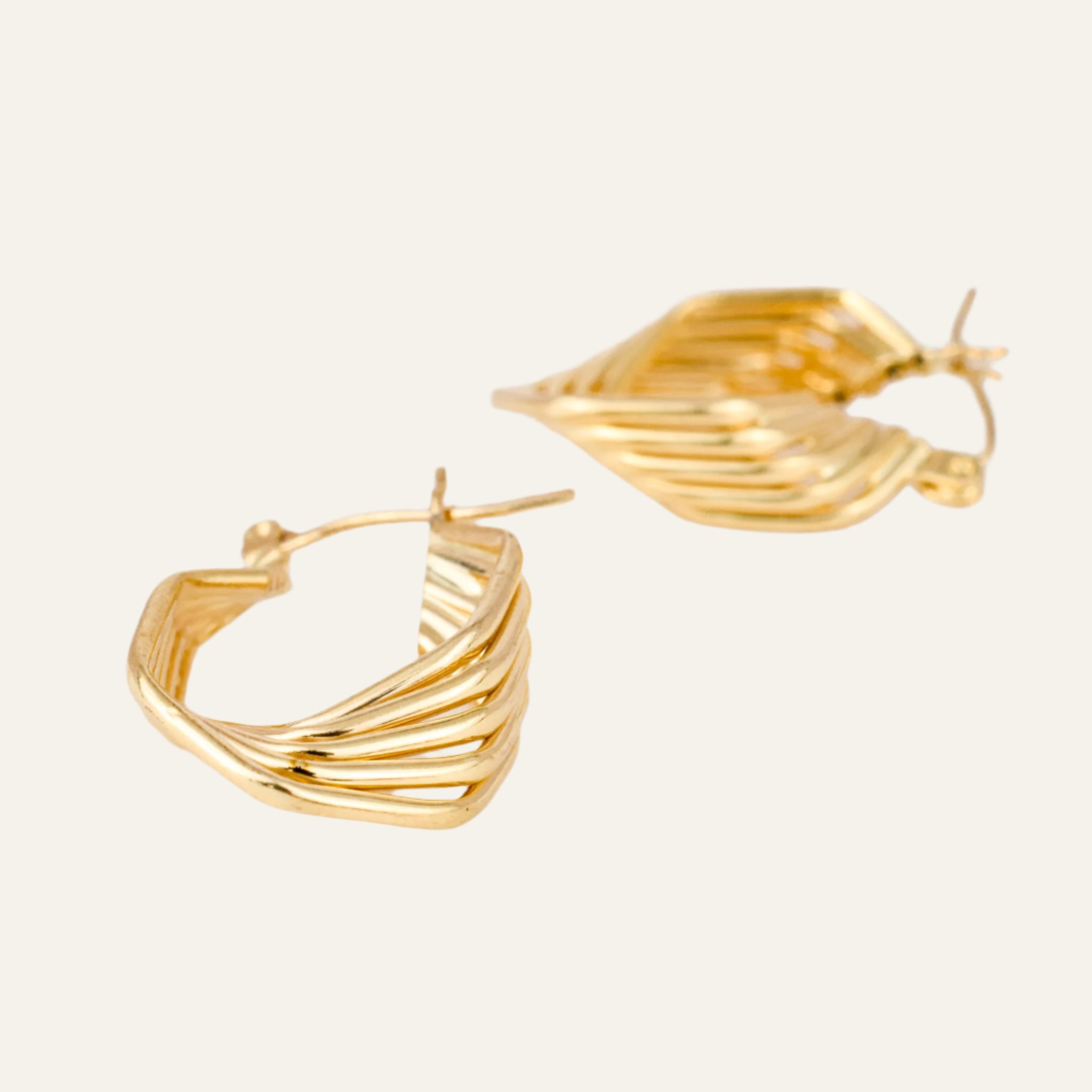 23.8 mm Multi Hexagonal Gold Hoop Earrings