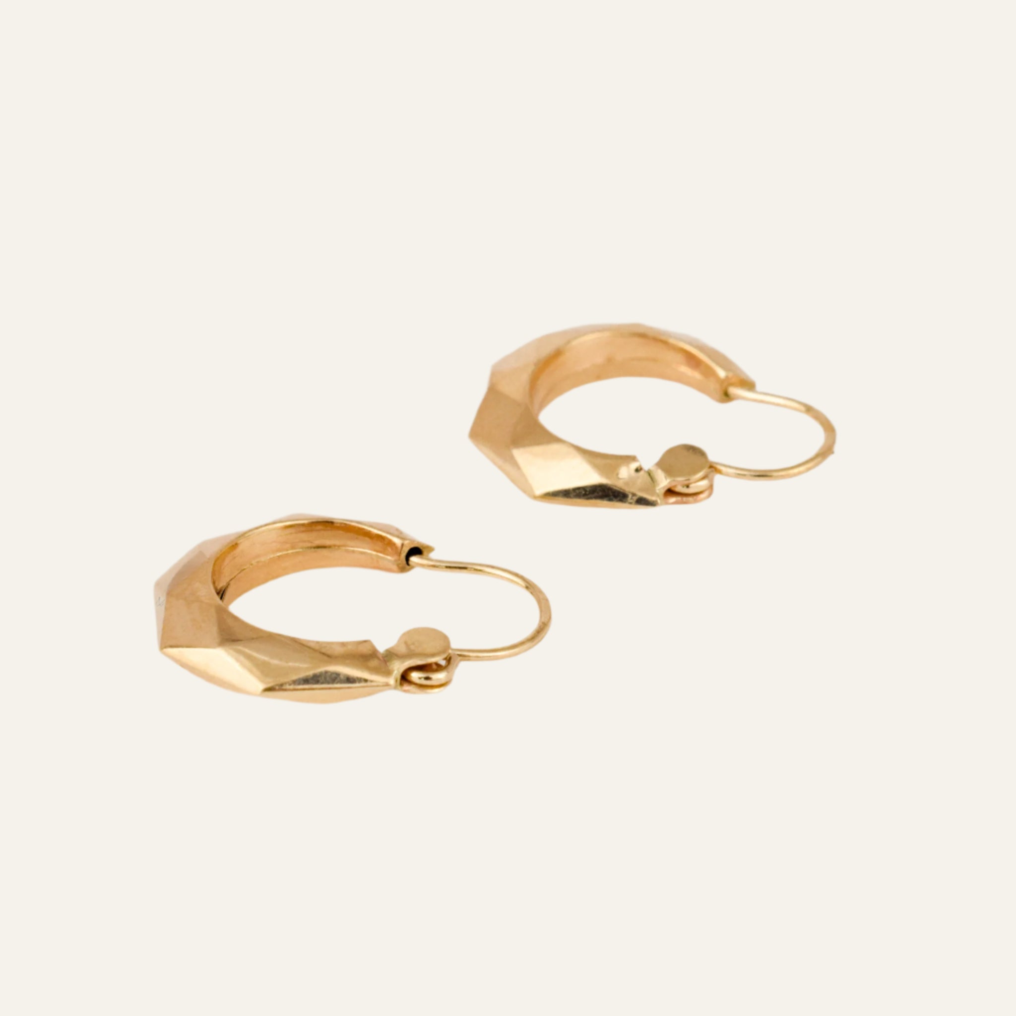 Geometric Gold Drop Hoop Earrings