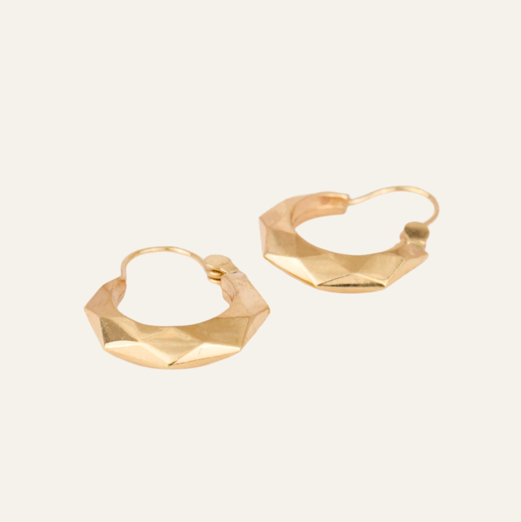 Geometric Gold Drop Hoop Earrings