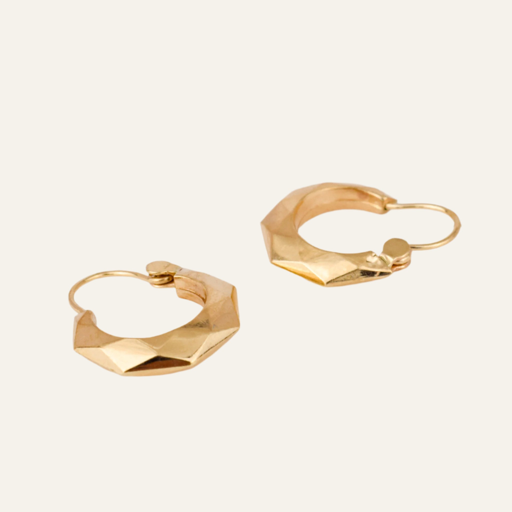 Geometric Gold Drop Hoop Earrings