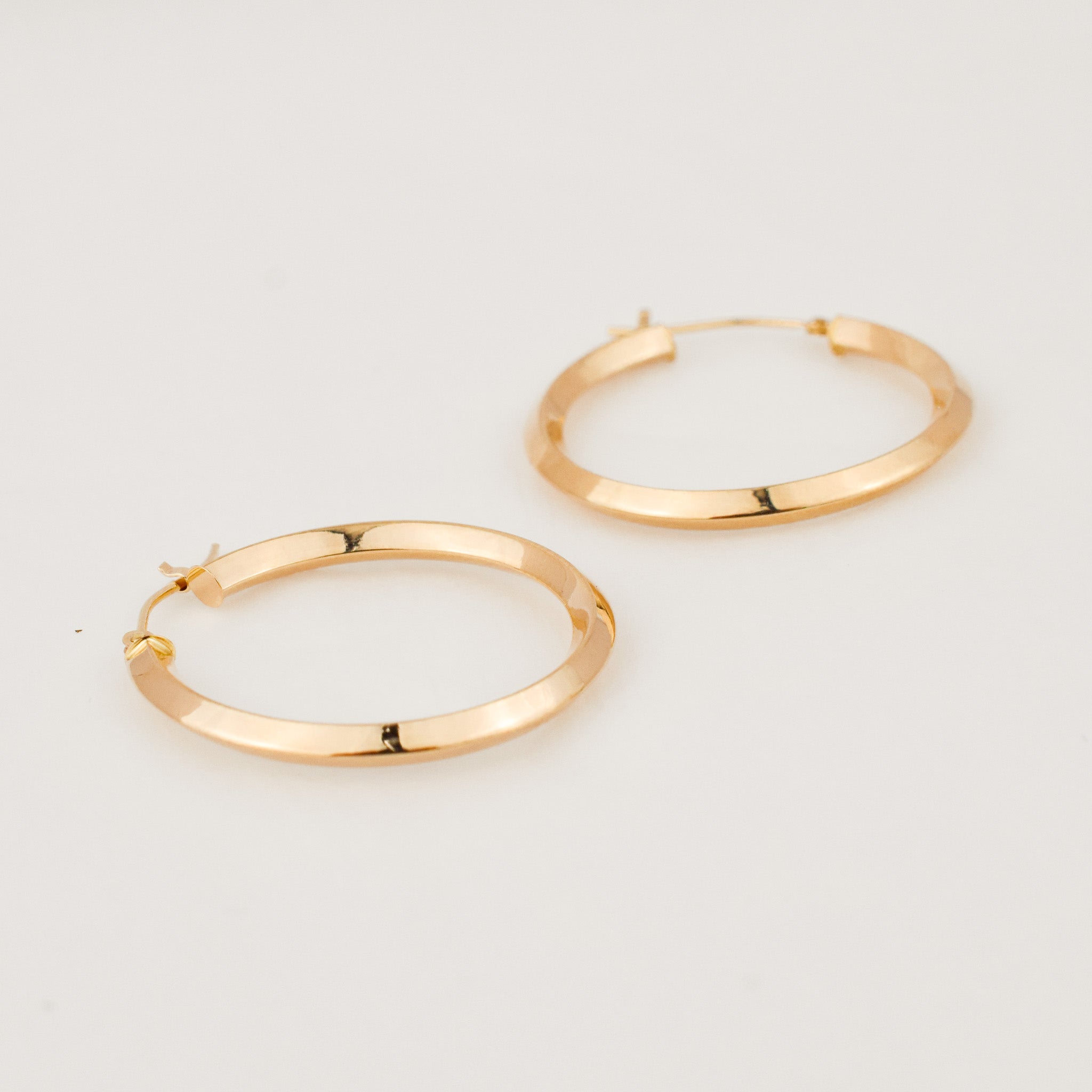 30 mm Knife Edge Gold Hoop Earrings