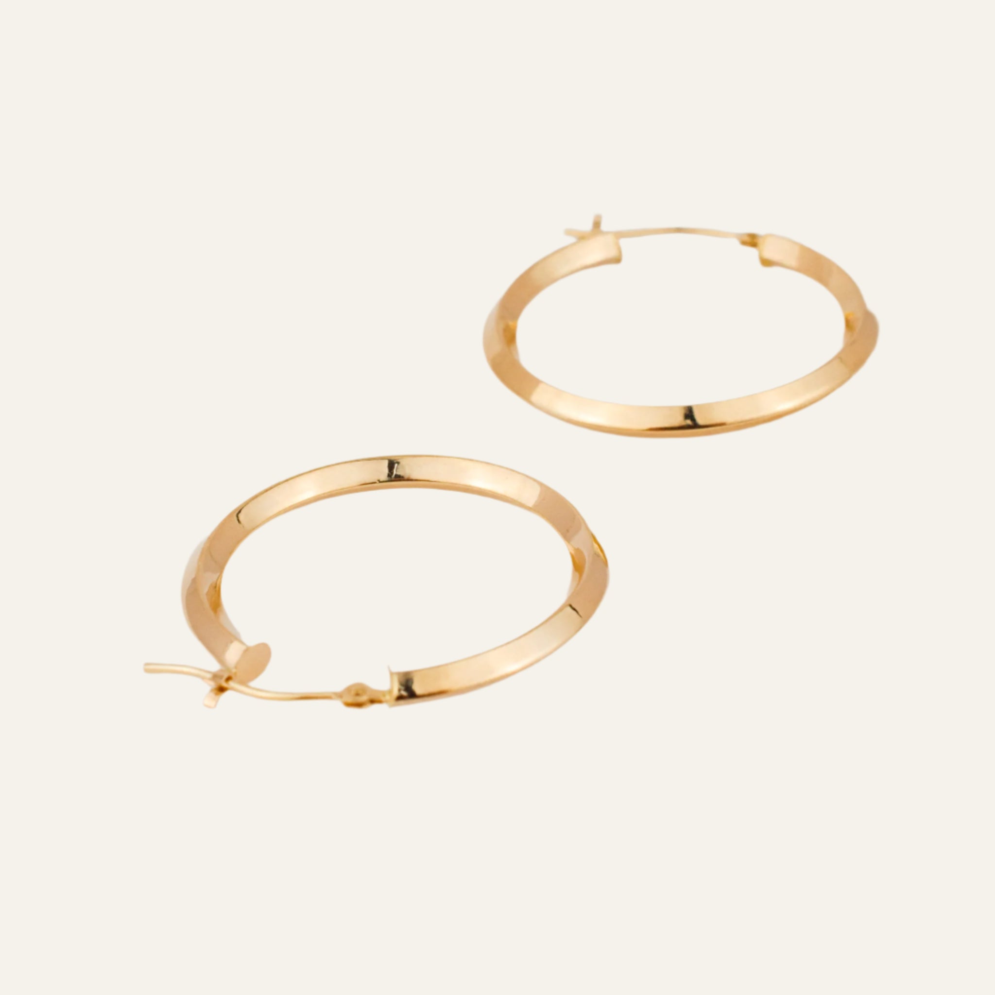 30 mm Knife Edge Gold Hoop Earrings