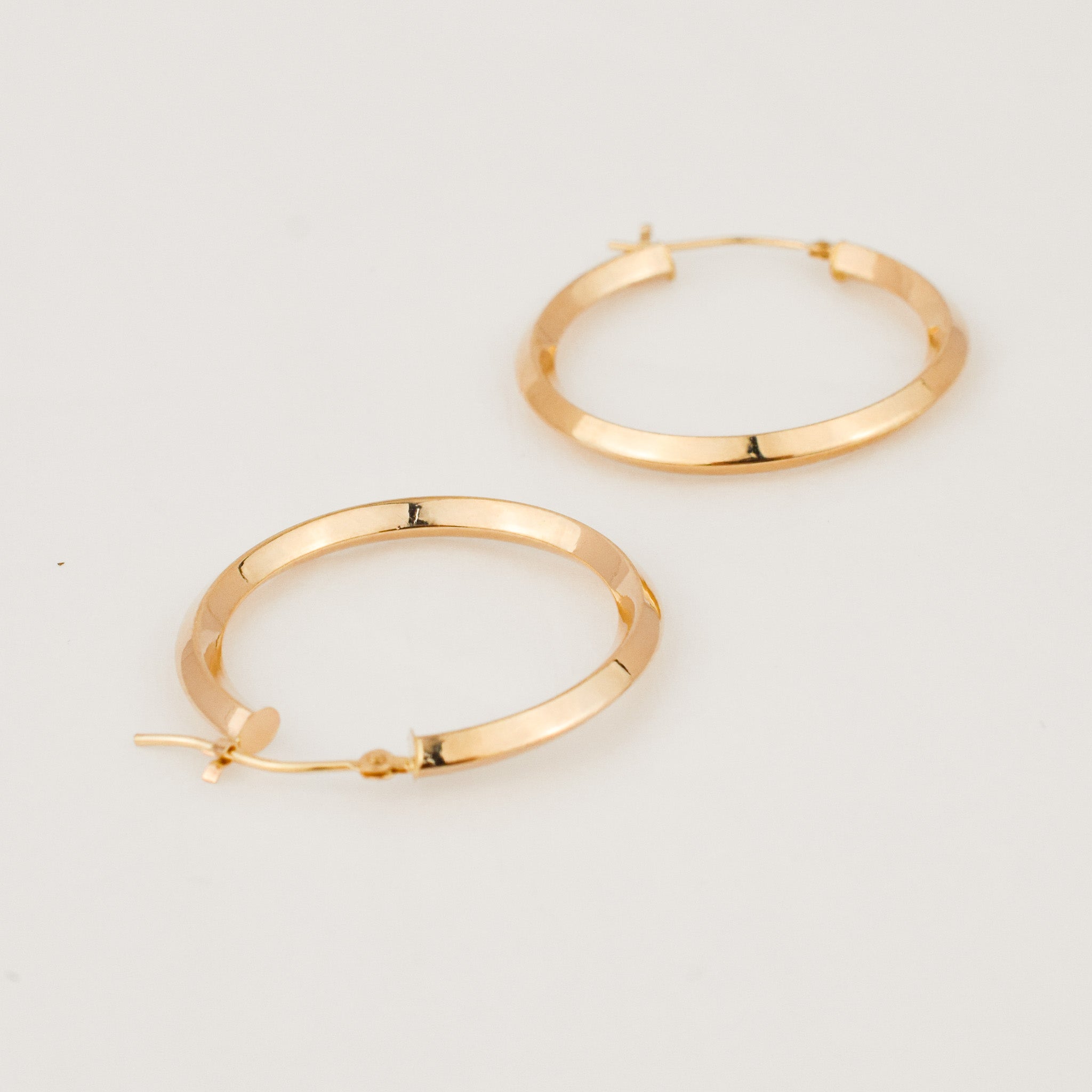 30 mm Knife Edge Gold Hoop Earrings